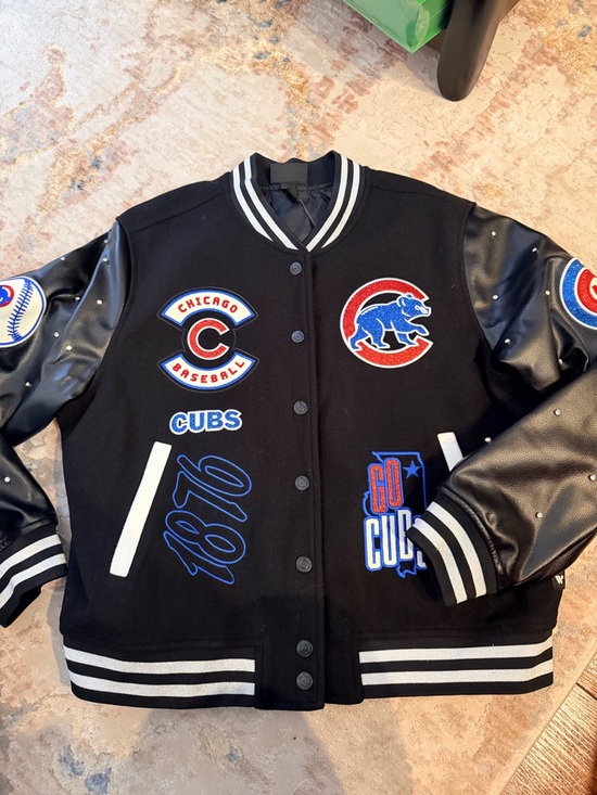 Anthropologie Jackets & Blazers - Chicago Cubs Black Varsity Jacket with Patches Anthropologie mlb